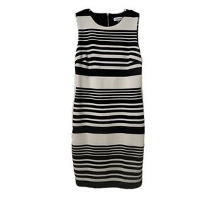 Calvin Klein Striped Sheath Dress, Size 6, Black and White
